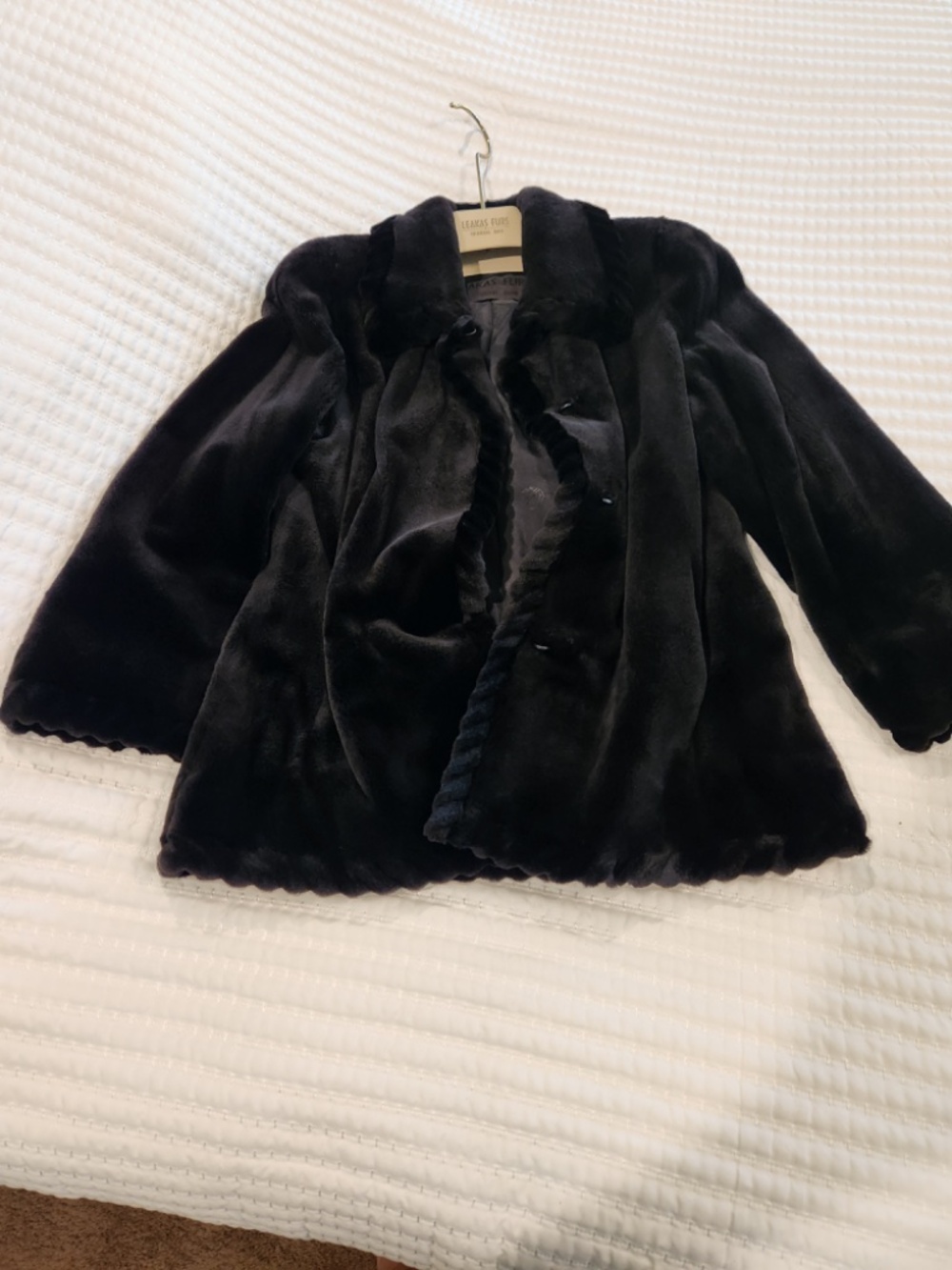Louis Feraud Black Sheered Mink Jacket and suede and fur hat